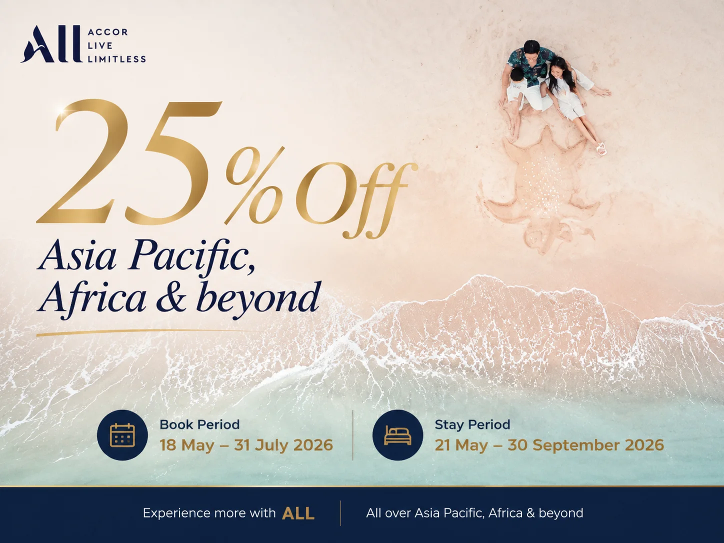 ALL Accor รับส่วนลด 25% Asia Pacific & Africa จองภายใน 31 กรกฎาคม 2026 (เข้าพัก 21 พฤษภาคม - 30 กันยายน 2026) ALL Accor รับส่วนลด 25% Asia Pacific & Africa จองภายใน 31 กรกฎาคม 2026 (เข้าพัก 21 พฤษภาคม - 30 กันยายน 2026)